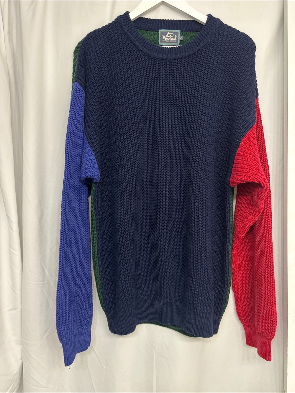 Vintage Woolrich Colorblock Cotton Knit Crewneck Sweater Men's L USA